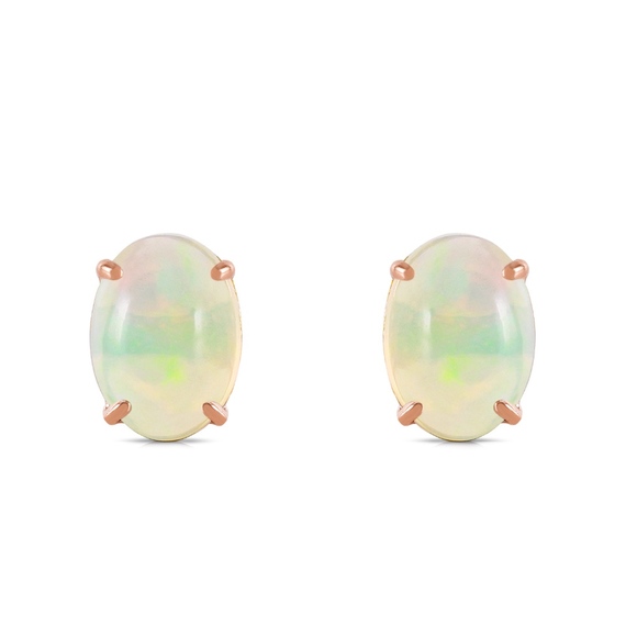 14K. SOLID GOLD STUD EARRING WITH NATURAL OPALS